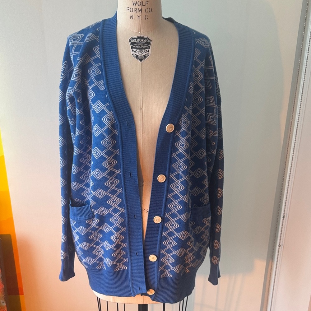 Blue Patterned Men's Sweater